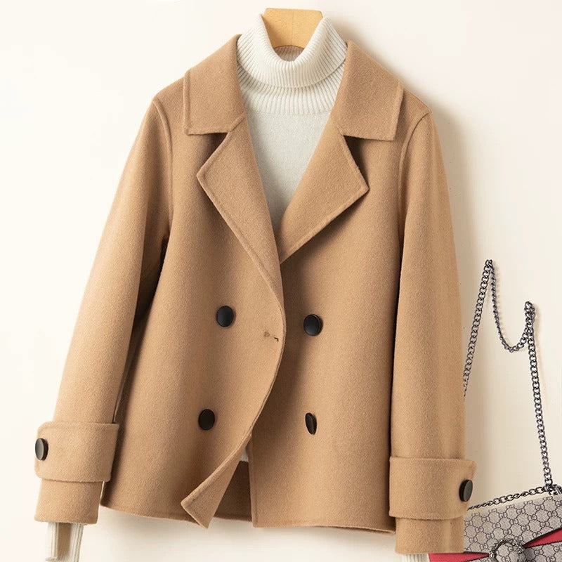 WW | Women's Short Coat – Tailored Fit – Wool Blend – Double-button – Lapel