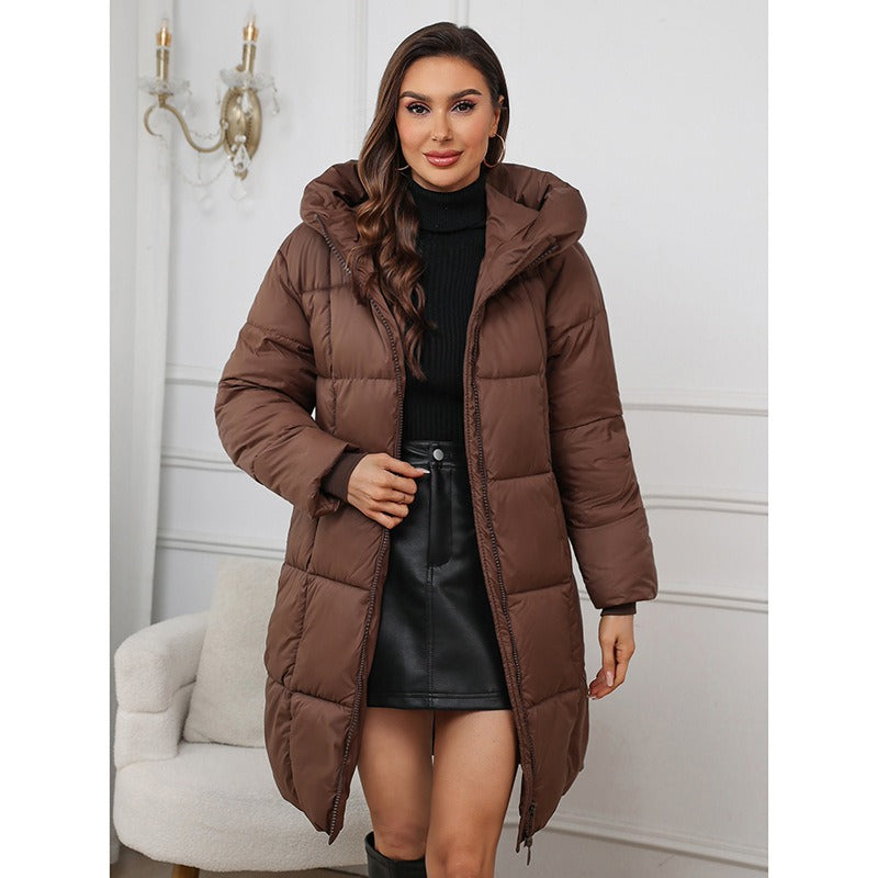 WW | Quilted Jacket Slim Fit Hood Mid-length Shiny Finish