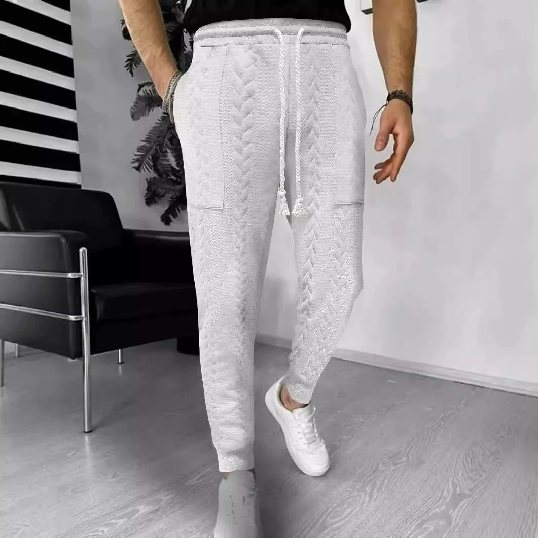 WW | Hose Jogger Jacquard Struktur Gerade Passform Kordelzug Umschlagbeine