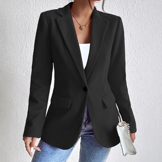 WW | Blazer Wool Blend Slim Fit Lapel Collar Single Breasted with Pockets