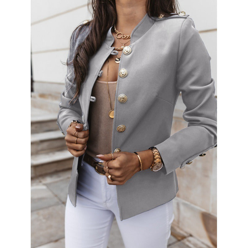 WW | Blazer Slim Passform Doppelreiher Gepolsterte Schultern Baumwollmischung