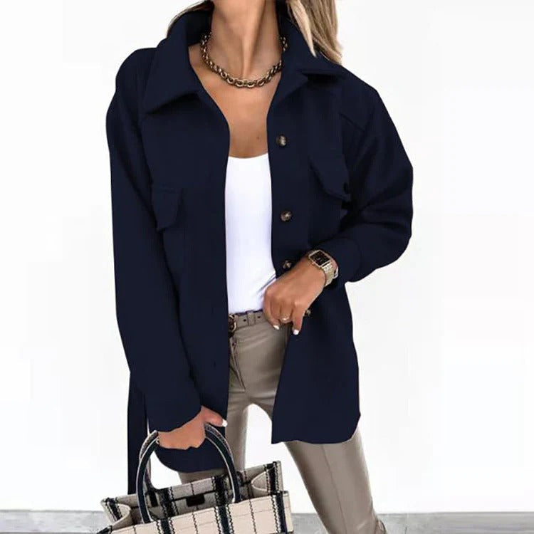 WW | Oversized Fit Hip Length Button Closure Casual Style