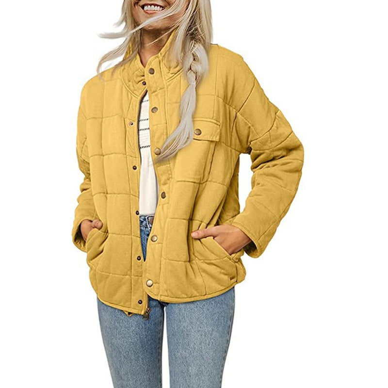 WW | Women's Quilted Jacket – Loose Fit – Stand-Up Collar – Button Placket – Side Pockets