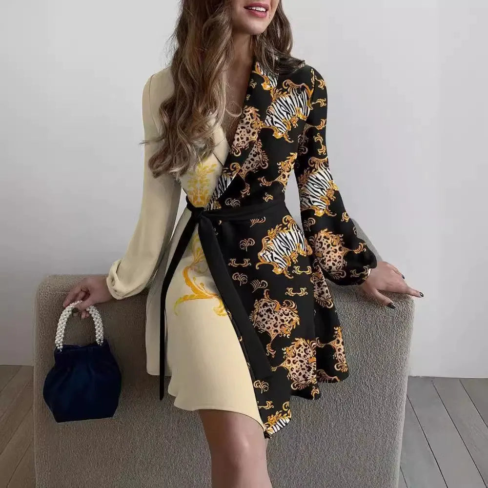 WW | Cardigan Relaxed Fit Belted Waist Lightly Patterned Layered
