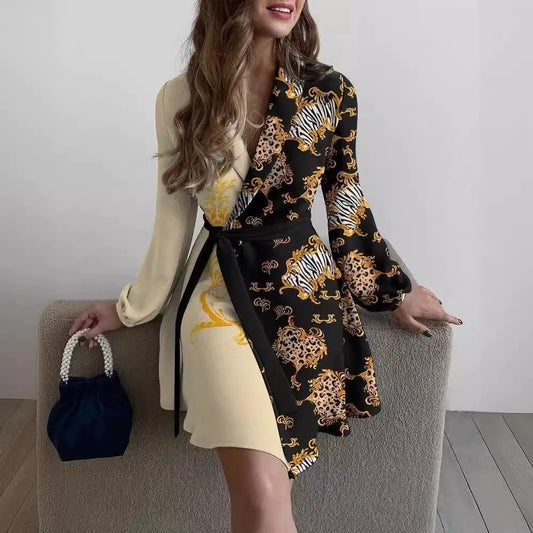 WW | Cardigan Relaxed Fit Belted Waist Lightly Patterned Layered