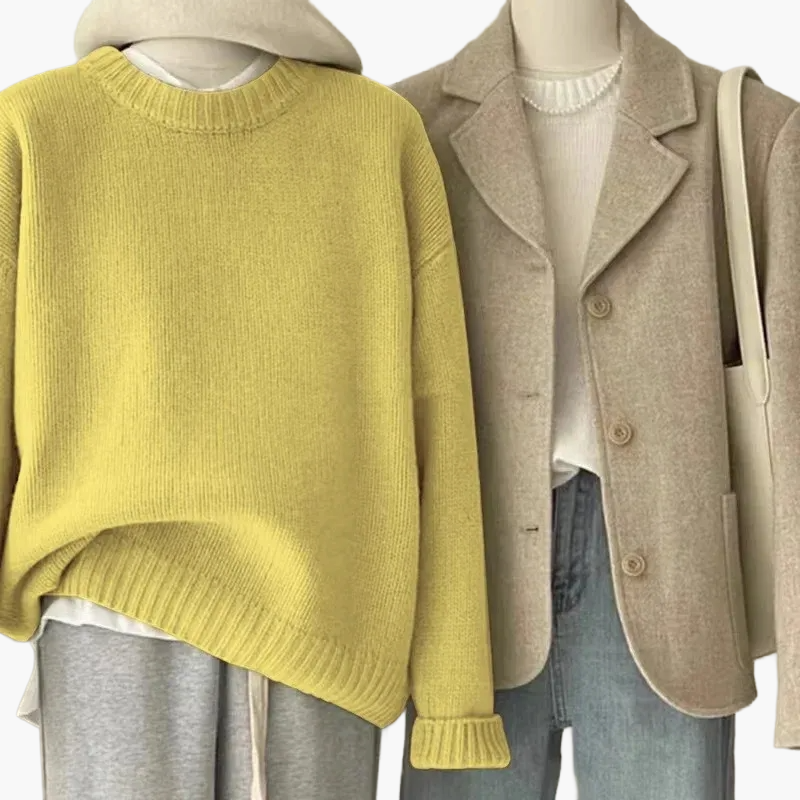 WW | Casual Retro Japanese Style Set - Knitted Sweater and Blazer for Everyday and Leisure