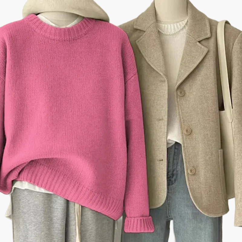 WW | Casual Retro Japanese Style Set - Knitted Sweater and Blazer for Everyday and Leisure