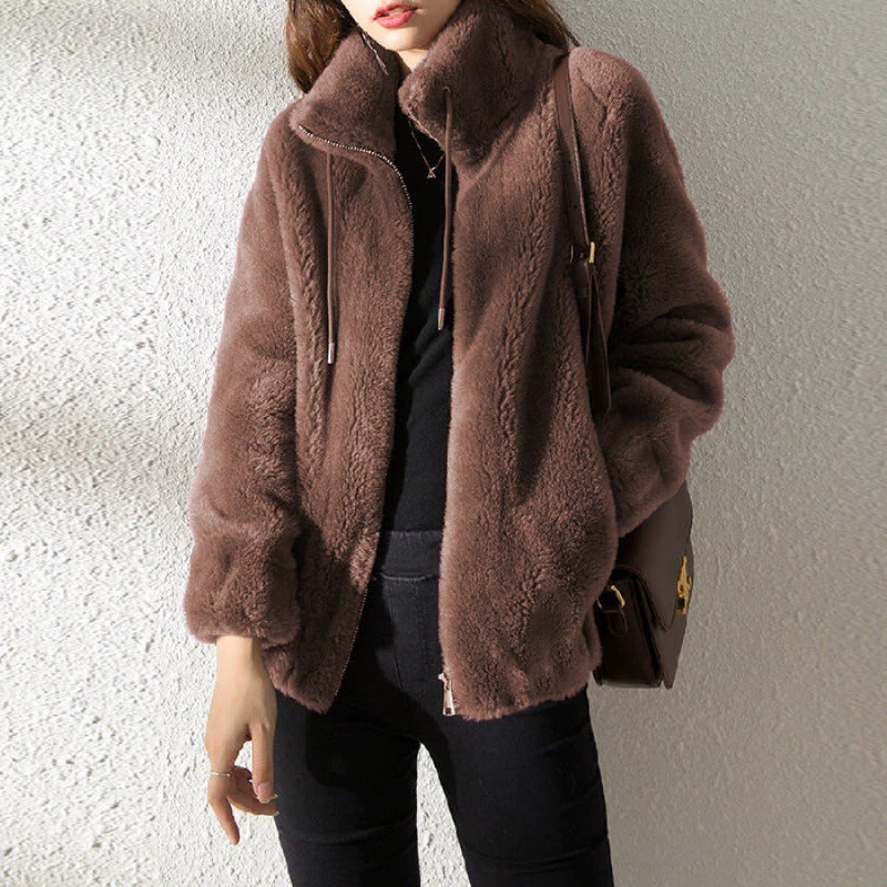WW | Damen Teddyjacke Warm Und Lässig Mit Reißverschluss