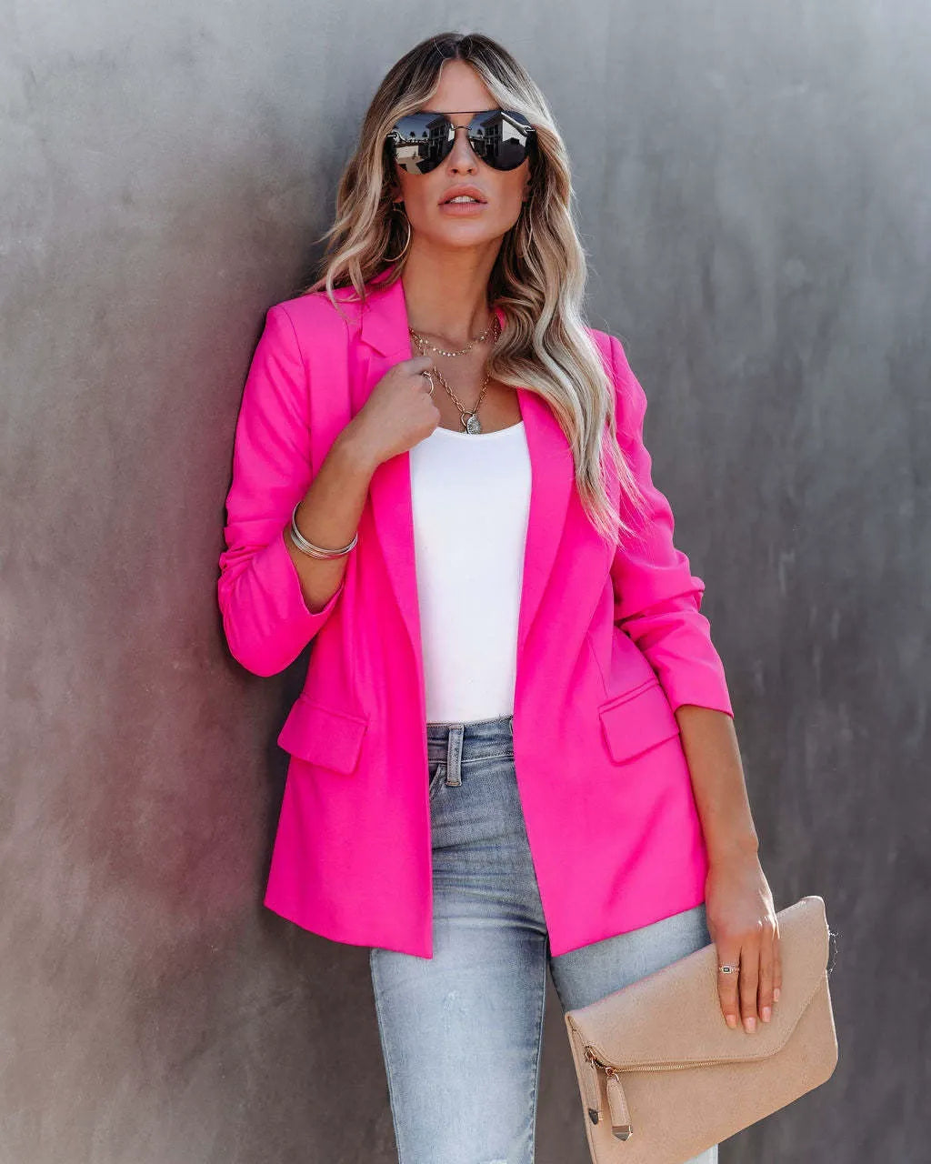 WW | Tailored Fit Open Front Classic Lapel Medium Length