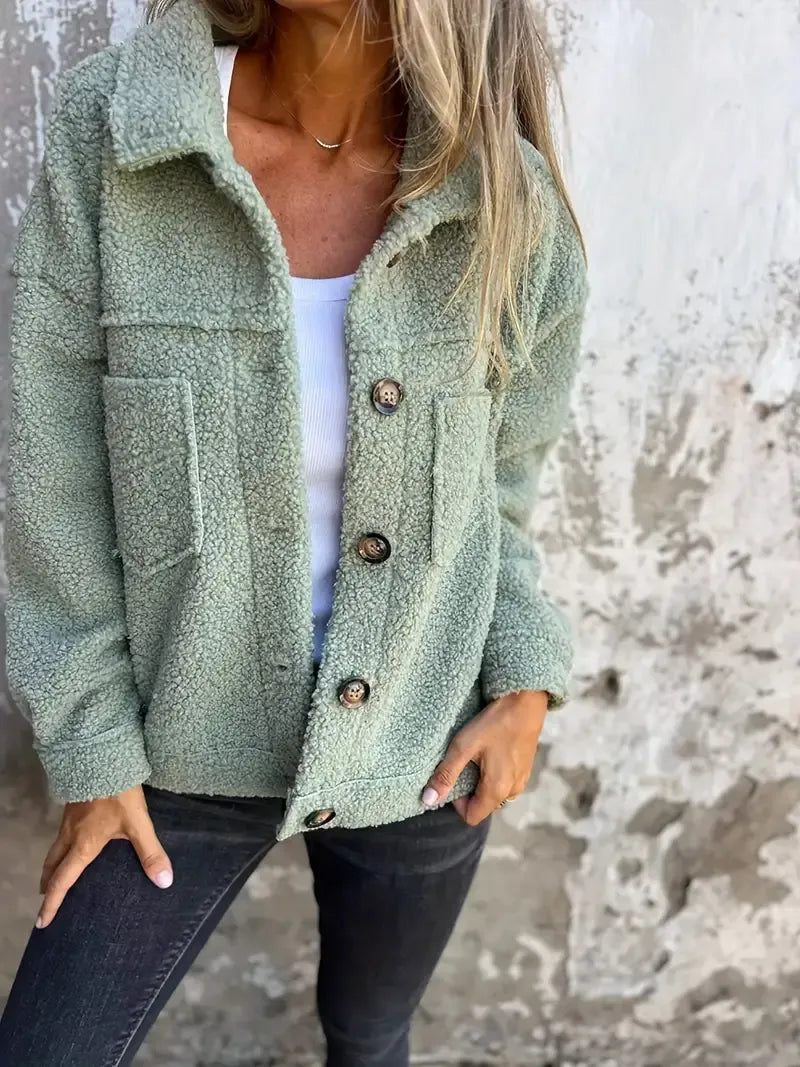 WW | Jacket - Oversized Fit - Soft Teddy Texture - Button Closure - Casual Look