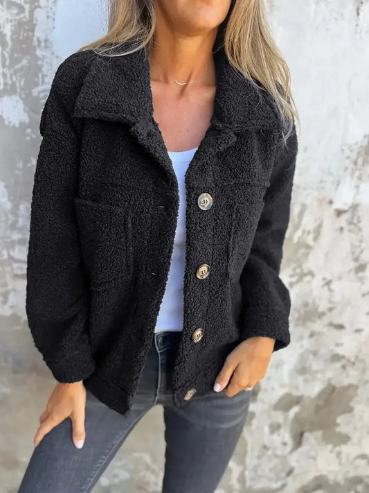 WW | Jacke - Oversized Fit - Weicher Teddy-Textur - Knopfverschluss - Lässiger Look