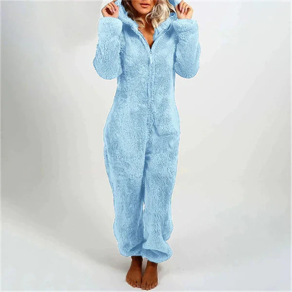 WW | Damen Teddy Fleece Overall mit Kapuze