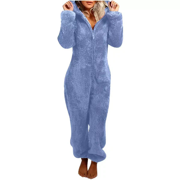 WW | Damen Teddy Fleece Overall mit Kapuze