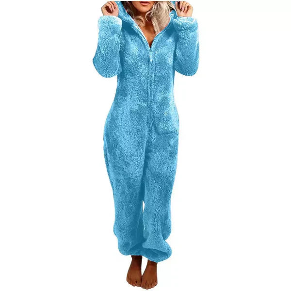 WW | Damen Teddy Fleece Overall mit Kapuze