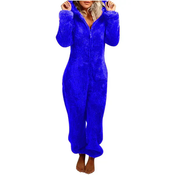 WW | Damen Teddy Fleece Overall mit Kapuze