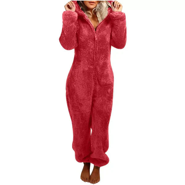 WW | Damen Teddy Fleece Overall mit Kapuze