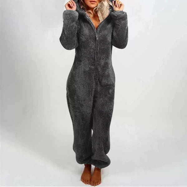 WW | Damen Teddy Fleece Overall mit Kapuze