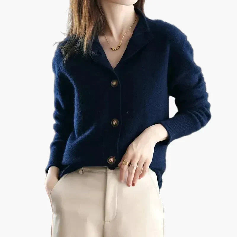 WW | Strickjacke mit Stehkragen und Knopfleiste - Eleganter Freizeitstil für Büro und Alltag