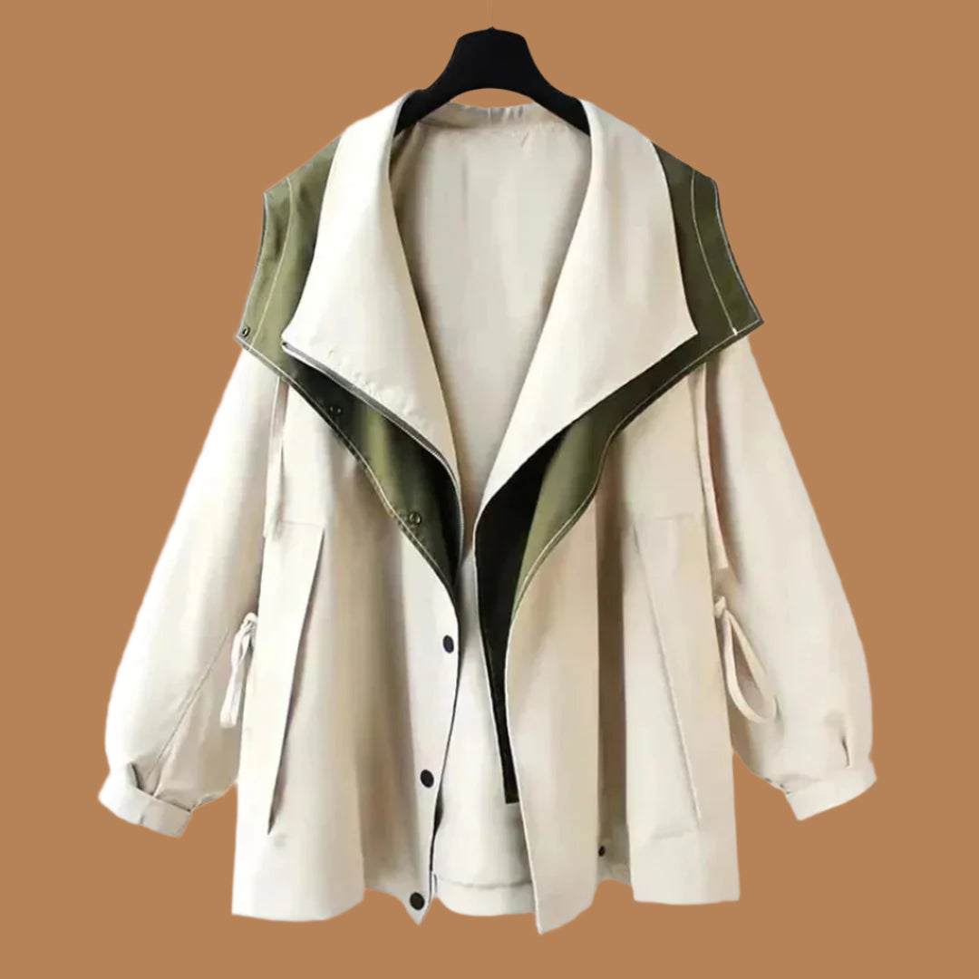 WW | Women's Coat – Oversized Fit – Wool Blend – Statement Collar – Button Closure