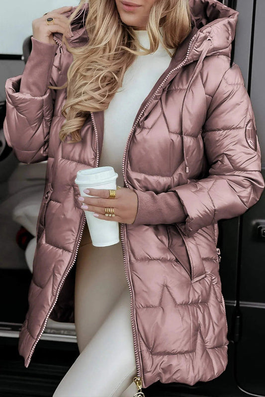 WW | Women's Quilted Coat – Casual Fit – Water-Repellent – Mid-Length with Hood & Pockets