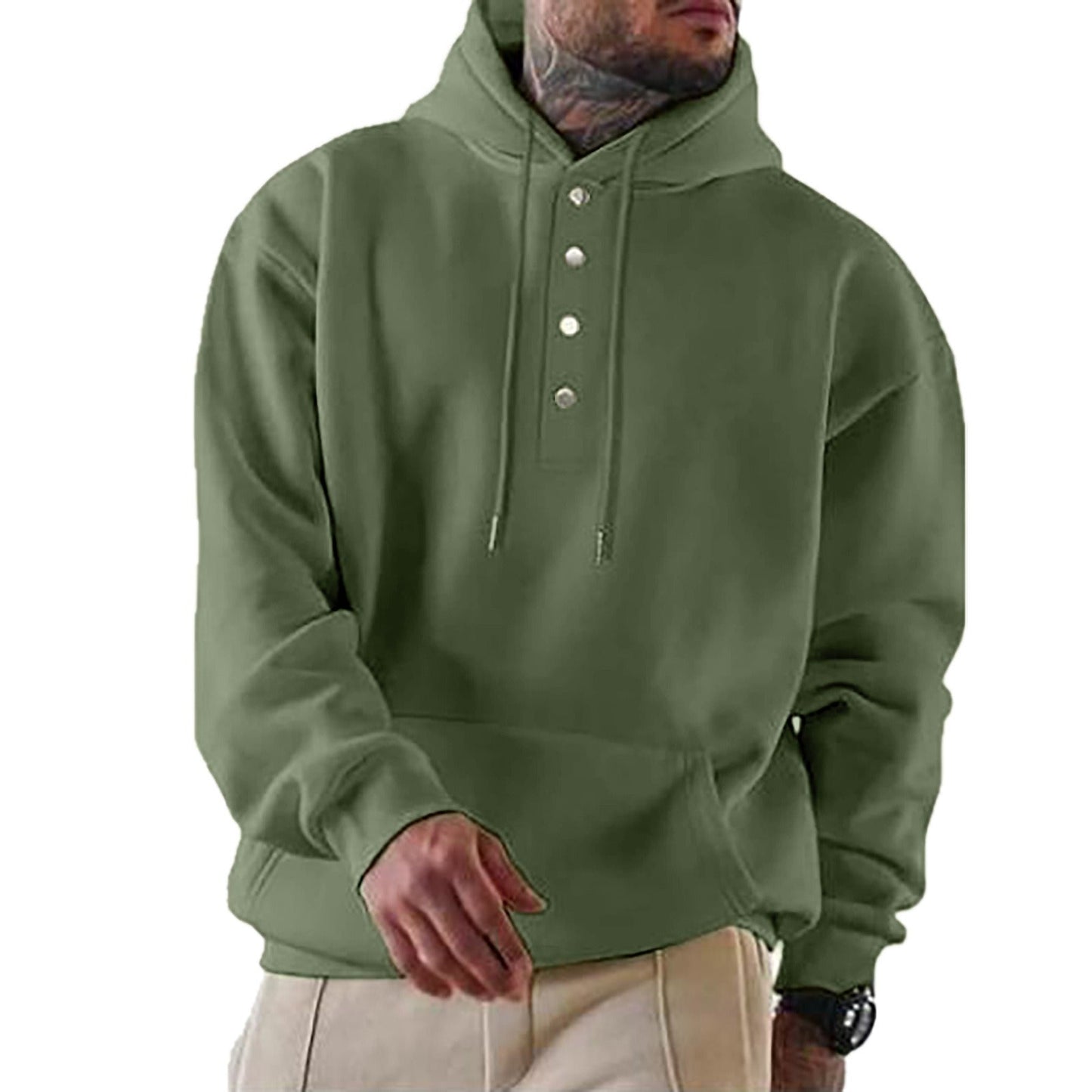 WW | Kapuzenpullover Lockerer Schnitt Fleece Knopfleiste Alltagsgebrauch