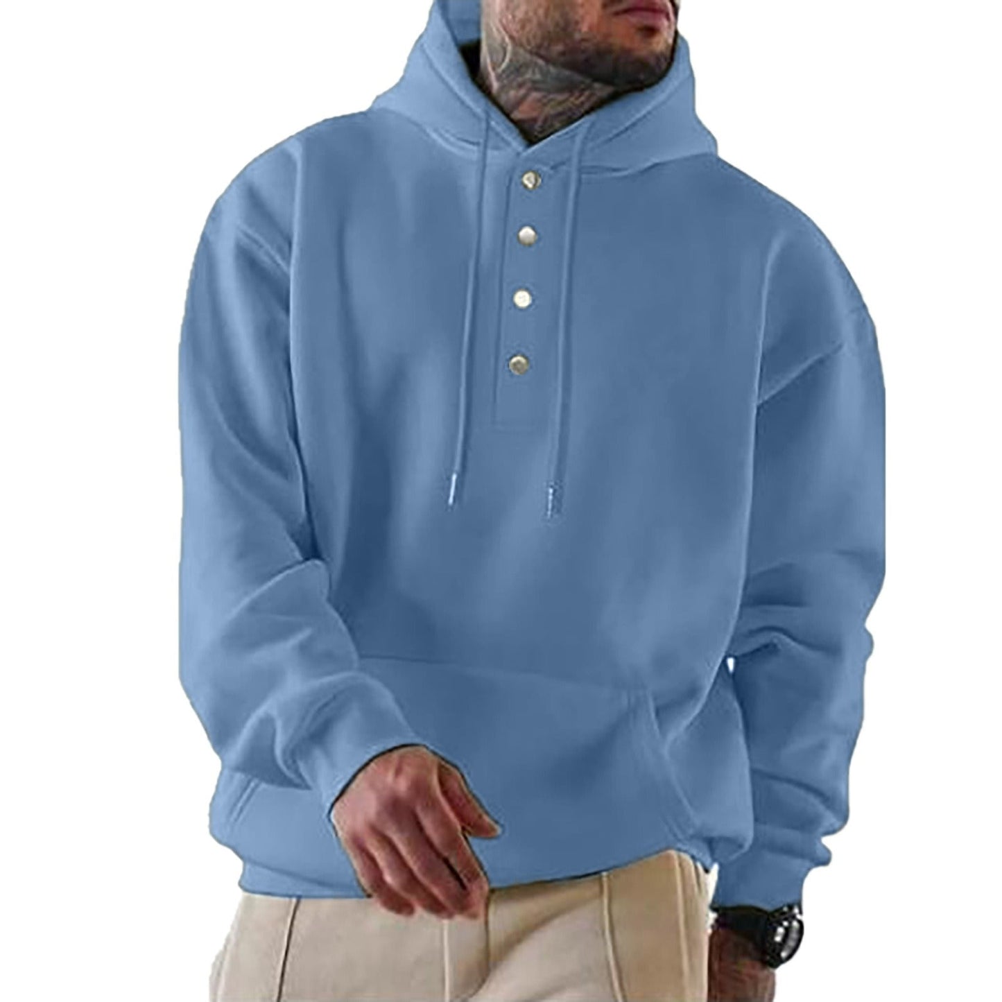 WW | Kapuzenpullover Lockerer Schnitt Fleece Knopfleiste Alltagsgebrauch