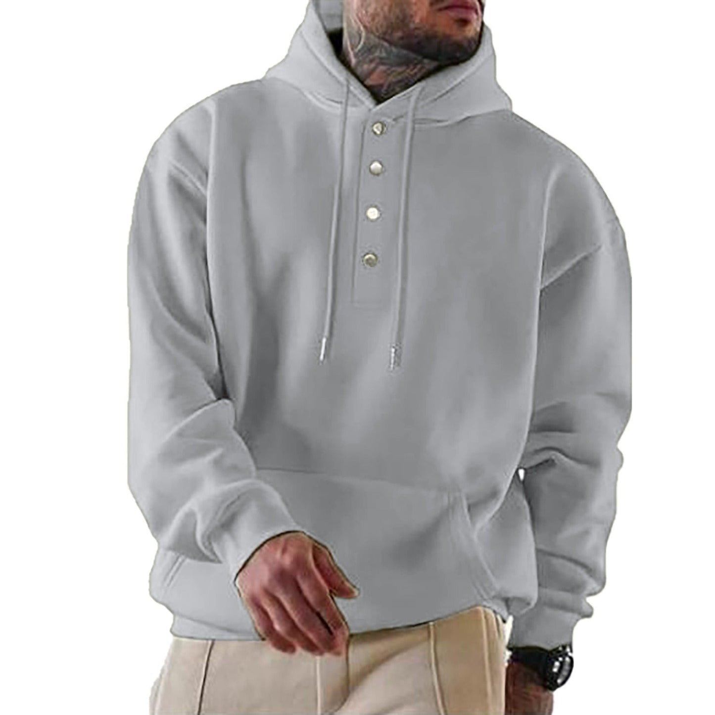 WW | Kapuzenpullover Lockerer Schnitt Fleece Knopfleiste Alltagsgebrauch