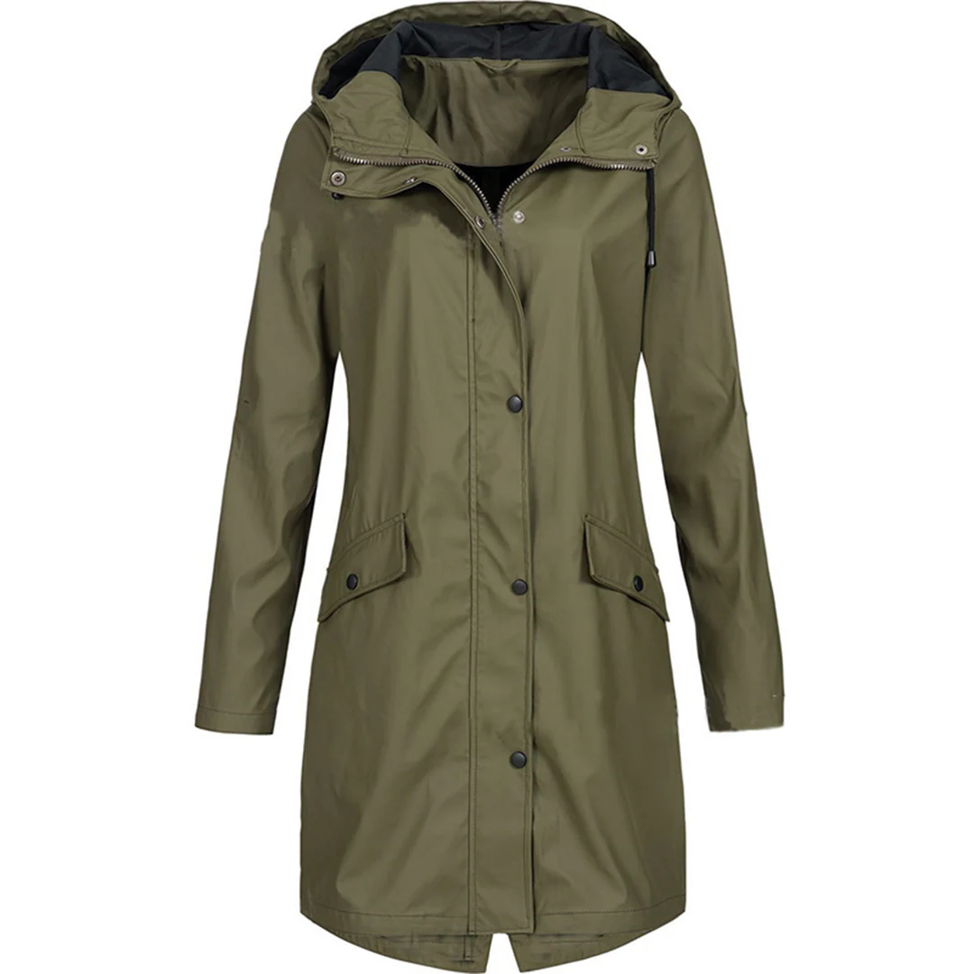 WW | Rain Jacket - Tailored Fit - Water-Repellent - With Hood and Button Closure