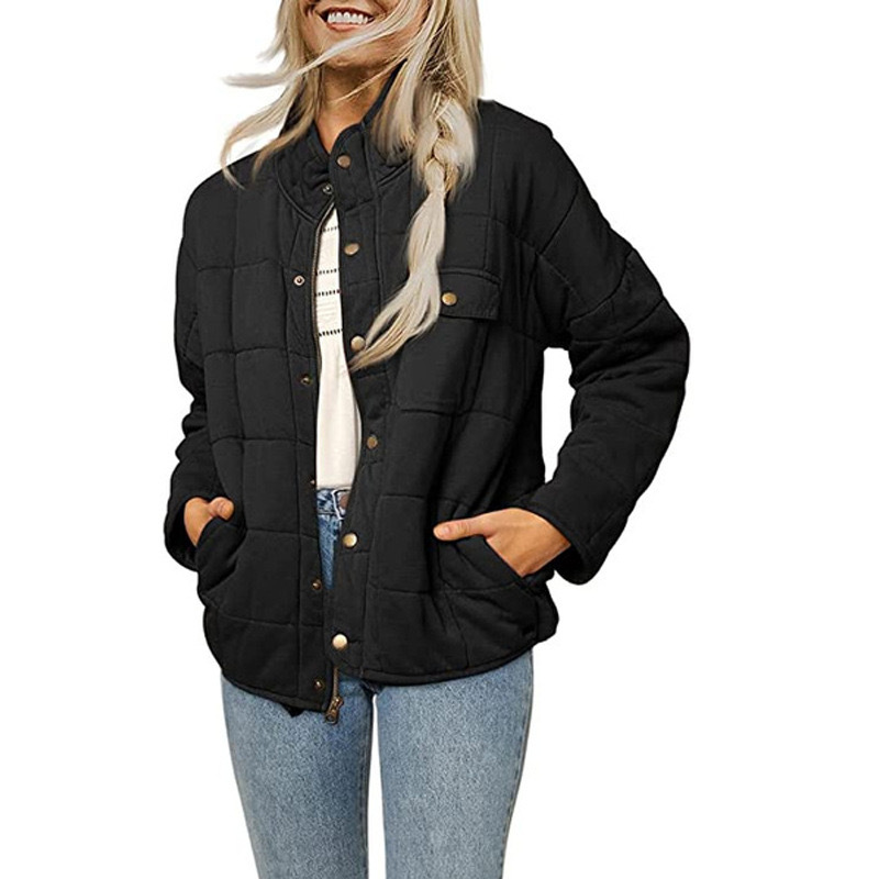 WW | Women's Quilted Jacket – Loose Fit – Stand-Up Collar – Button Placket – Side Pockets