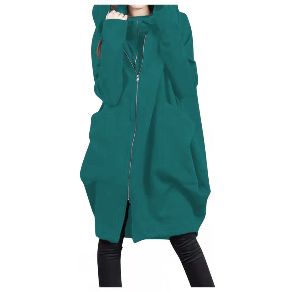 WW | Coat - Mid-length - Oversized fit - Hood - Zipper - Large pockets