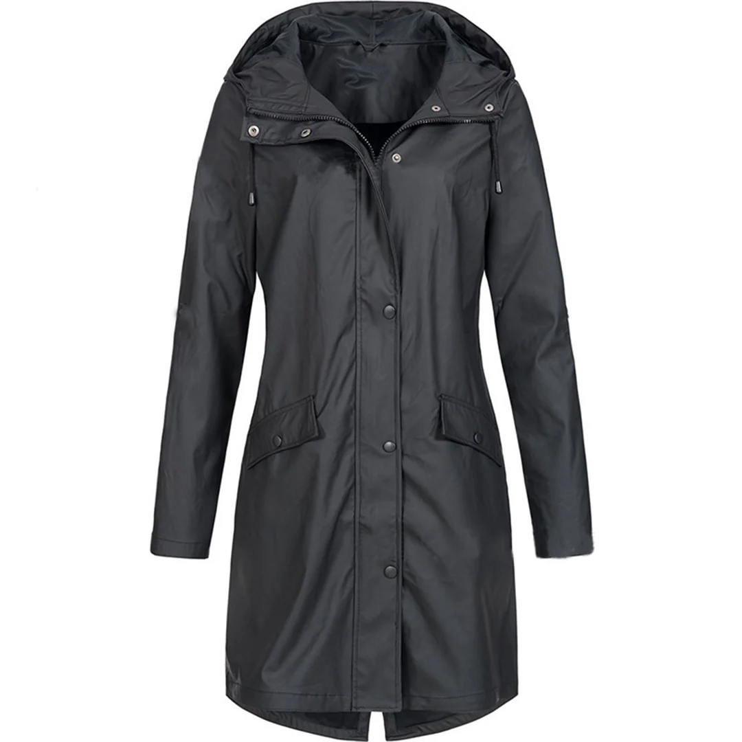 WW | Rain Jacket - Tailored Fit - Water-Repellent - With Hood and Button Closure