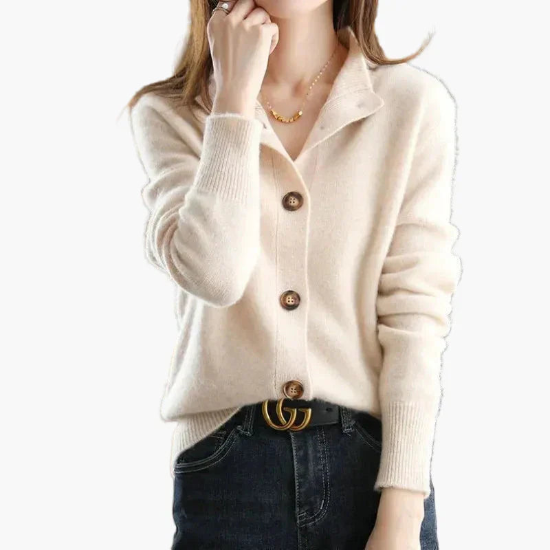WW | Strickjacke mit Stehkragen und Knopfleiste - Eleganter Freizeitstil für Büro und Alltag