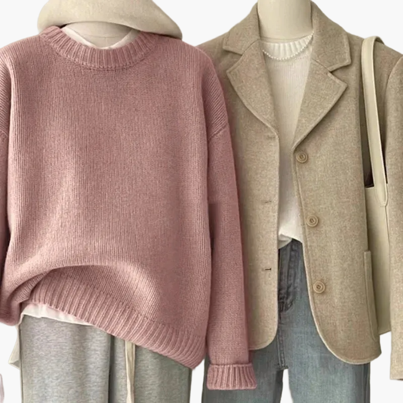 WW | Casual Retro Japanese Style Set - Knitted Sweater and Blazer for Everyday and Leisure