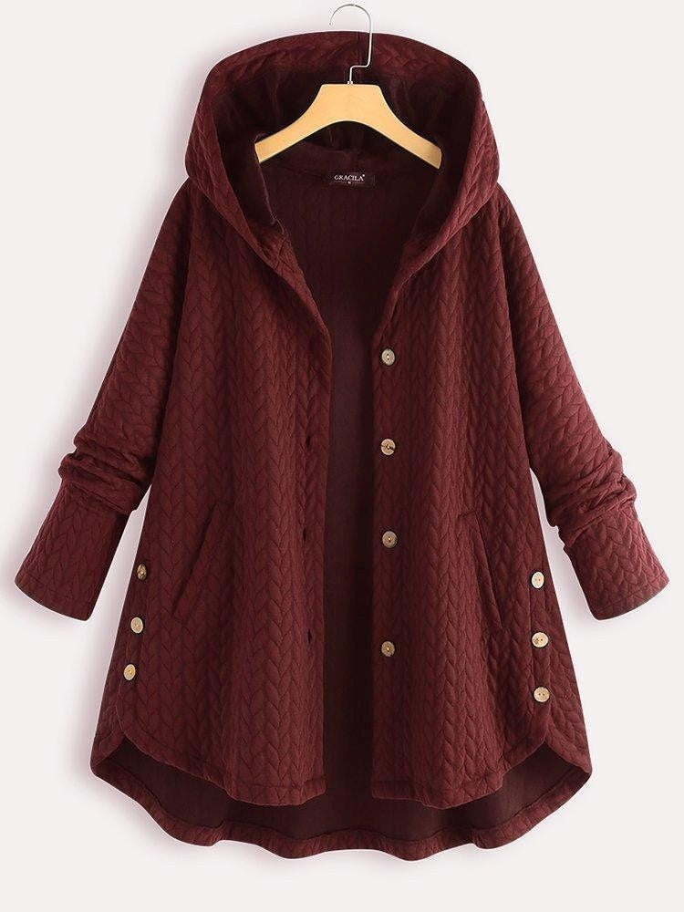 WW | Hooded Quilted Wool A-Line Mid-Length with Buttons