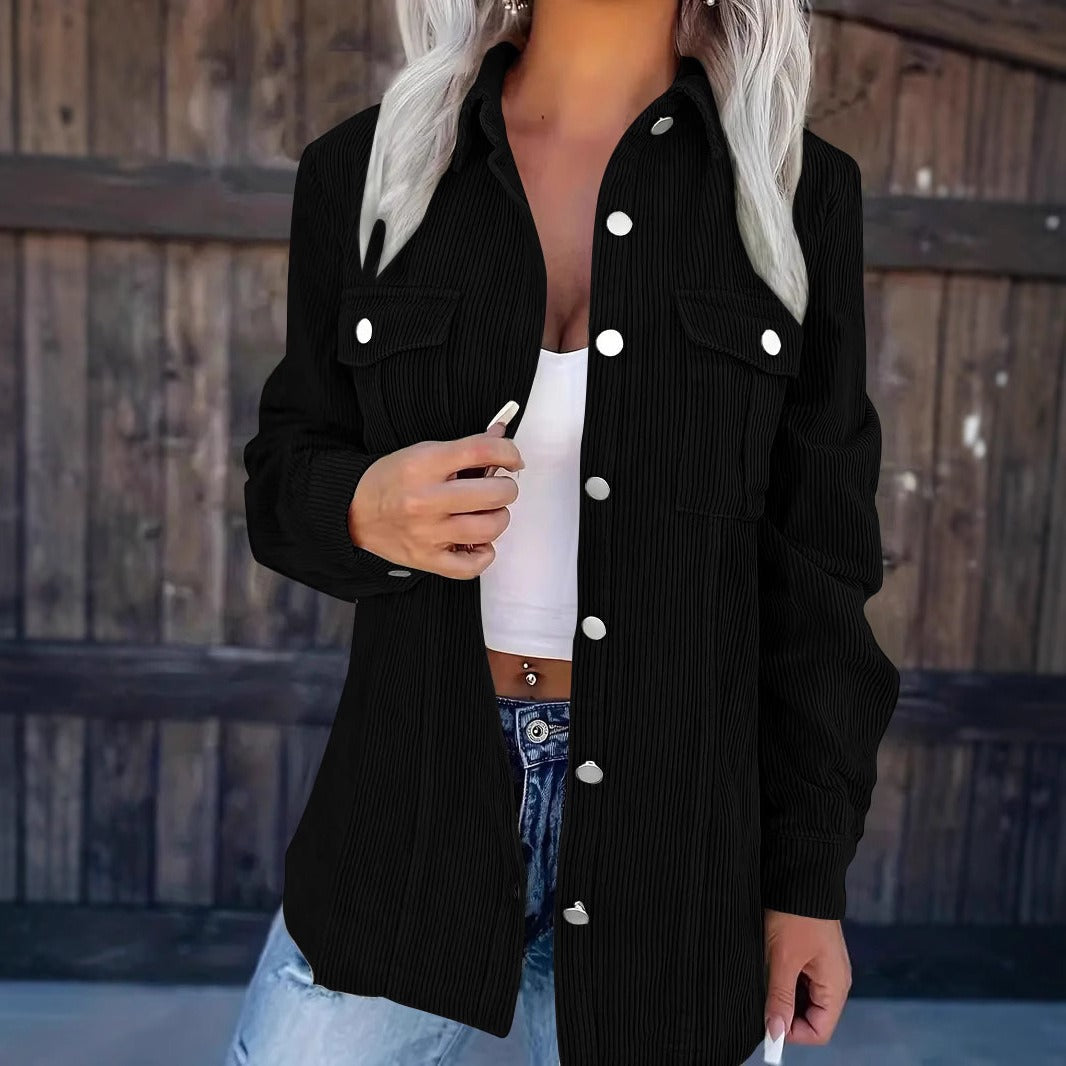 WW | Cord Shirt Jacket Loose Fit Button Closure Layering Look