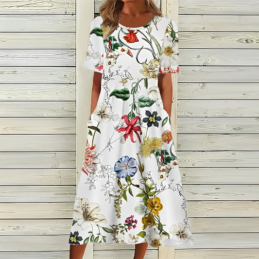 W&W - Stilvolles weißes Kleid mit Blumenmuster