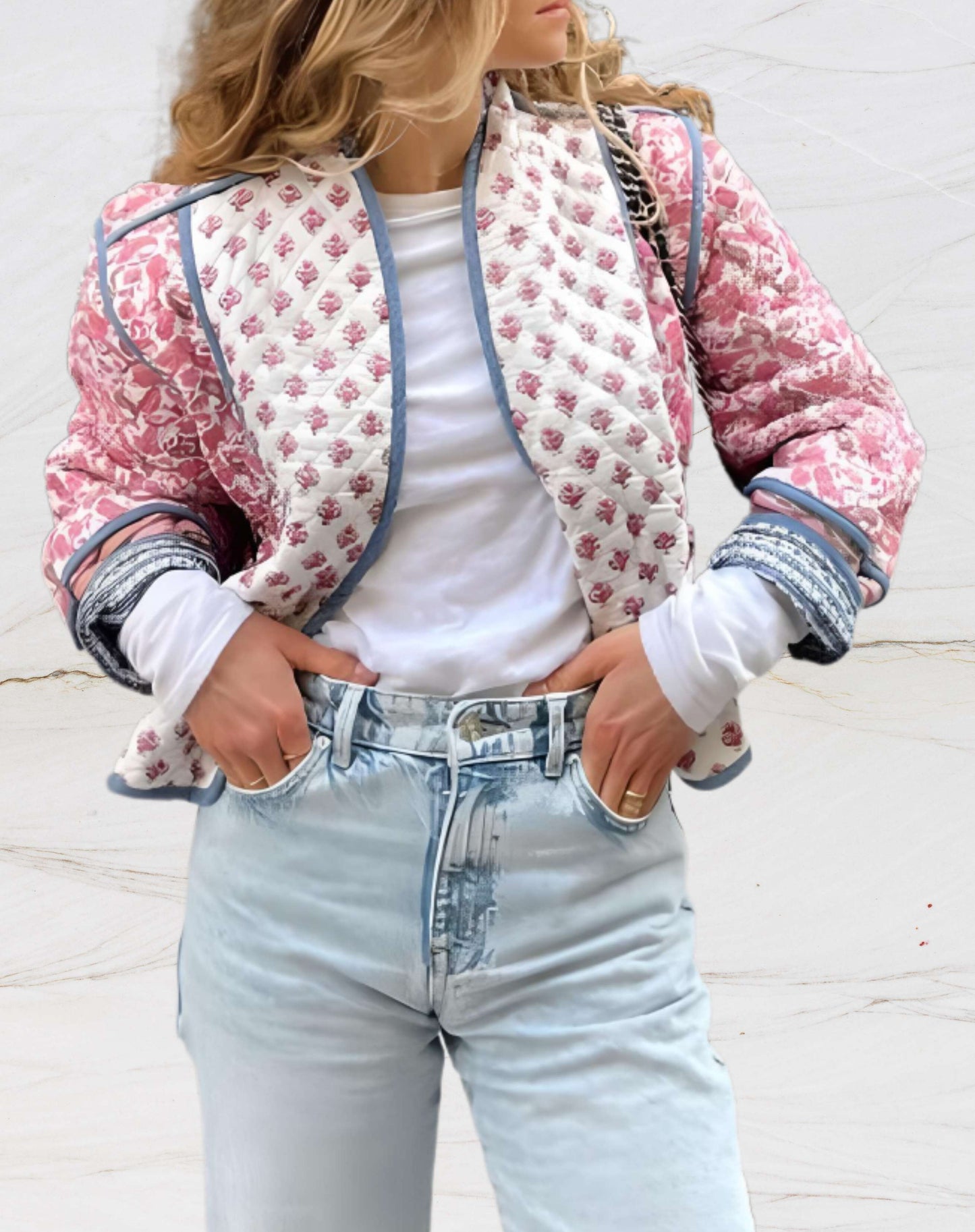 WW | Women's Jacket with Floral Pattern and Front Opening