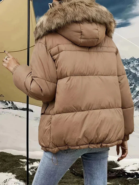 WW | Kunstpelz Kapuzen-Puffermantel - Warm isoliertes Design - Wintersichere Oberbekleidung
