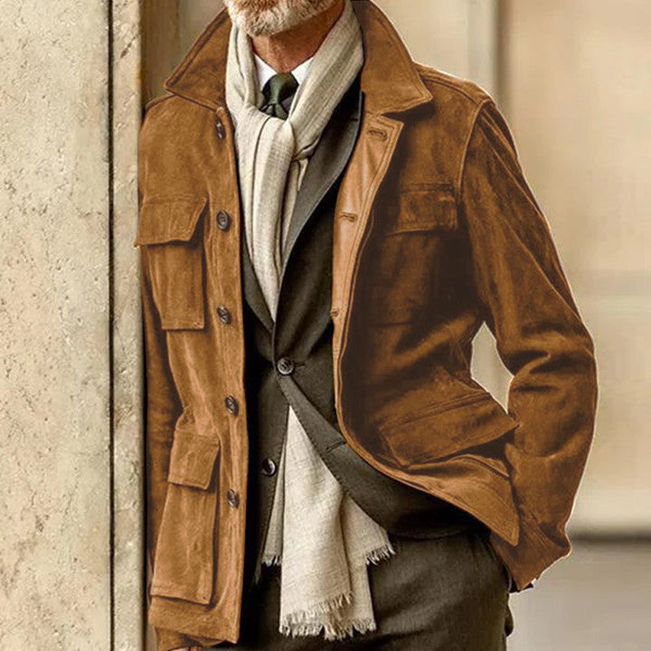 WW | Suede Tailored Fit Button fastening Lapel collar
