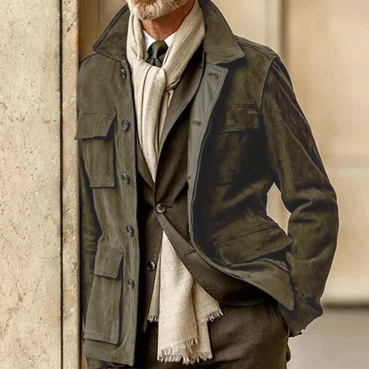 WW | Suede Tailored Fit Button fastening Lapel collar