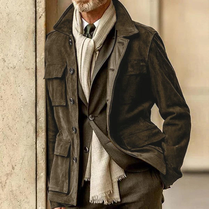 WW | Suede Tailored Fit Button fastening Lapel collar