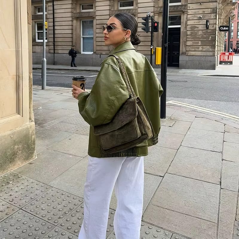 WW | Oversized Jacket with Front Zipper and Flap Pockets