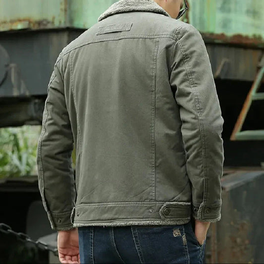 WW | Herren Winterjacke mit Umlegekragen und Knöpfen
