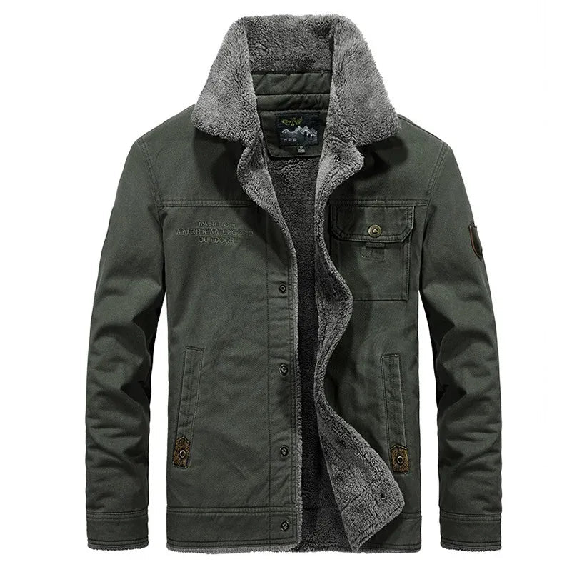 WW | Herren Winterjacke mit Umlegekragen und Knöpfen