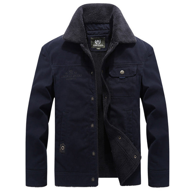 WW | Herren Winterjacke mit Umlegekragen und Knöpfen