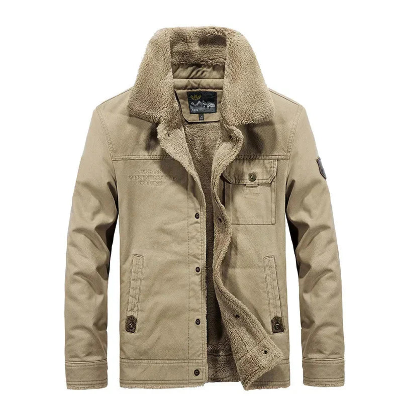 WW | Herren Winterjacke mit Umlegekragen und Knöpfen