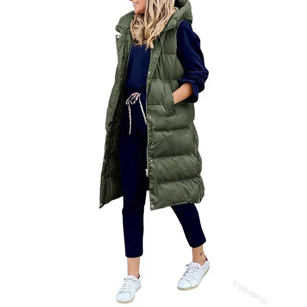 WW COTTON LONG COAT SLEEVELESS LOOSE JACKET