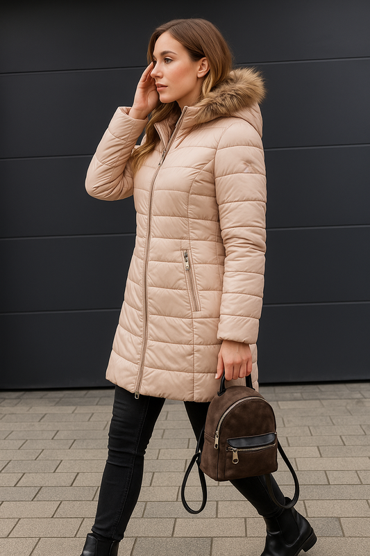 WW | Damen Warme Daunenjacke mit Pelzkragen für Frauen