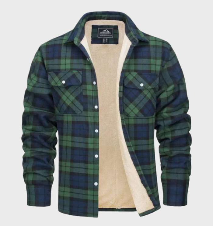 WW | Herren Warm Karierte Hemdjacke Mit Langen Ärmeln