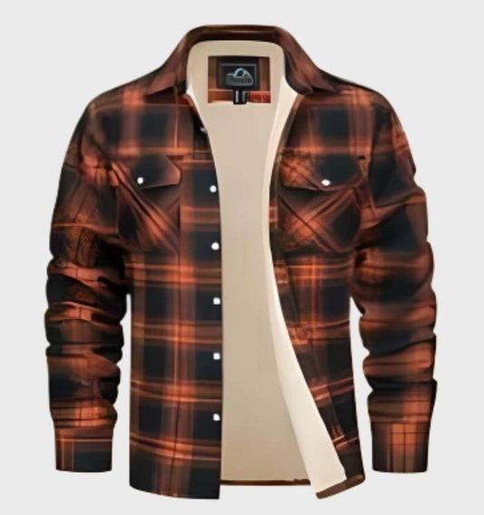 WW | Herren Warm Karierte Hemdjacke Mit Langen Ärmeln